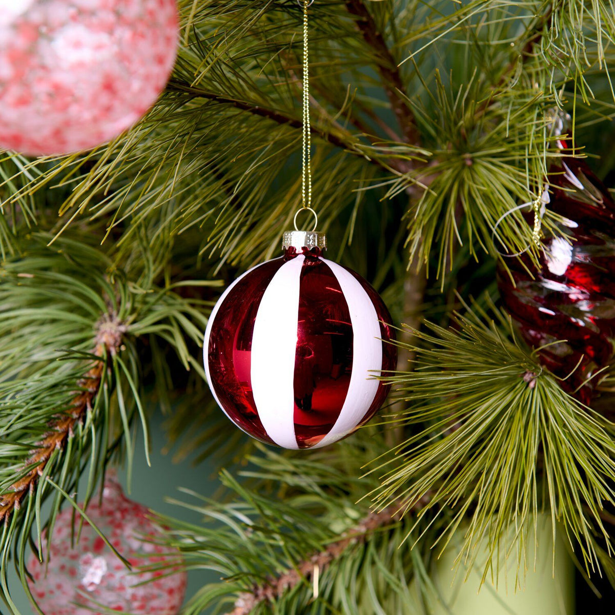 Red & White Striped Bauble