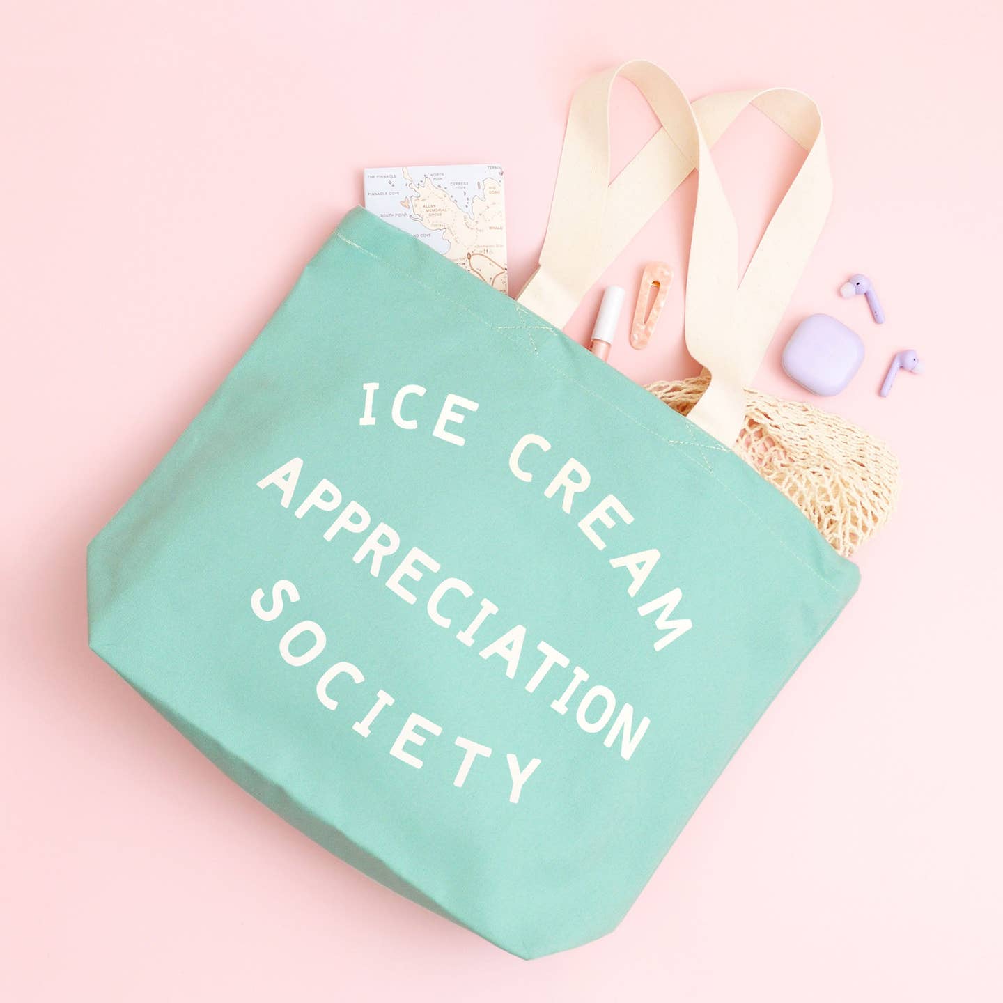 Ice Cream Appreciation Society Canvas Tote Bag - Sea Glass