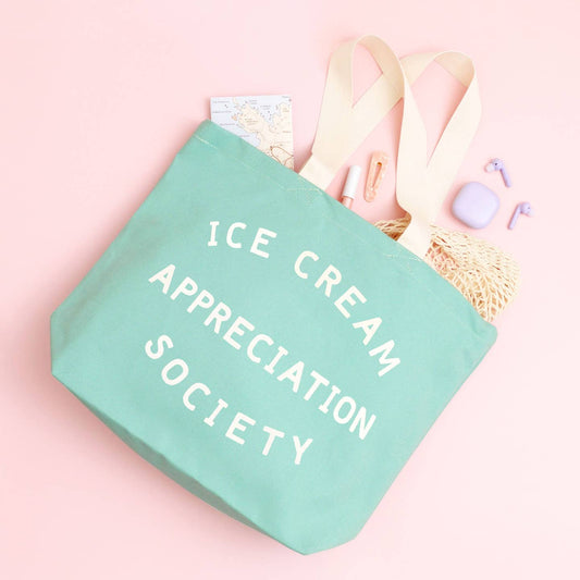 Ice Cream Appreciation Society Canvas Tote Bag - Sea Glass