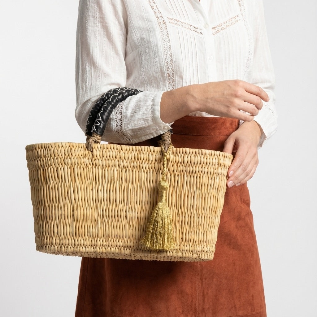 Small Market Basket with Gold Tassel