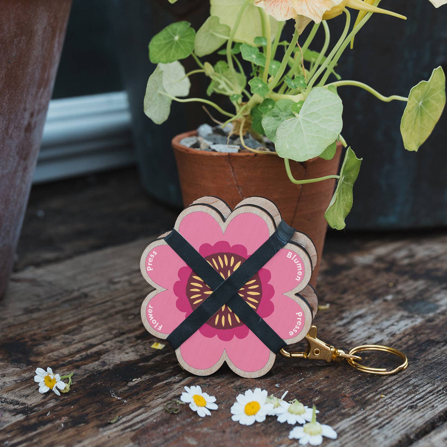 Keyring Flower Press - Pinks & Blues