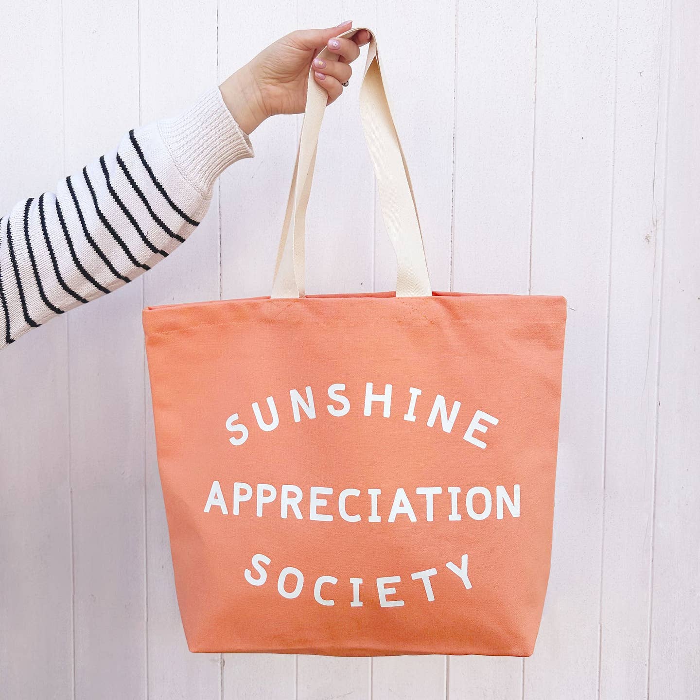 Sunshine Appreciation Society Canvas Tote Bag - Peach