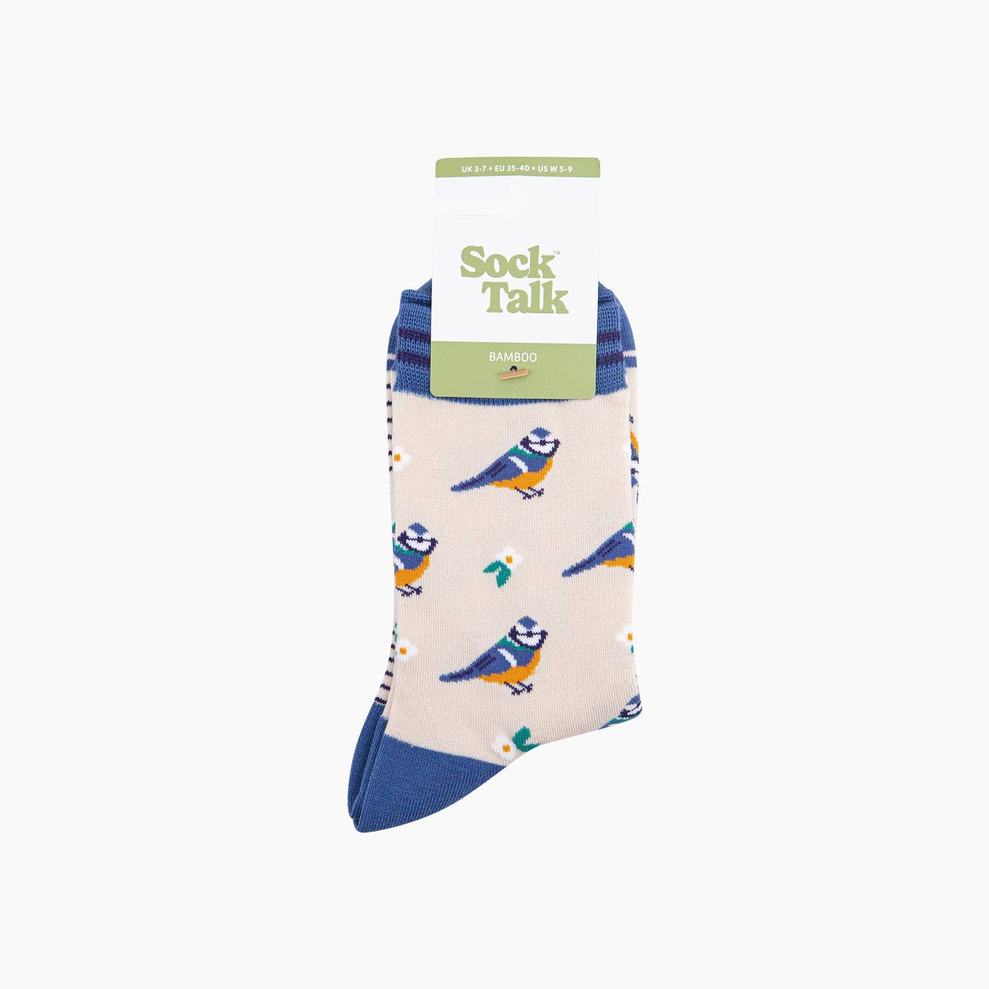 Blue Tits Floral Bamboo Socks