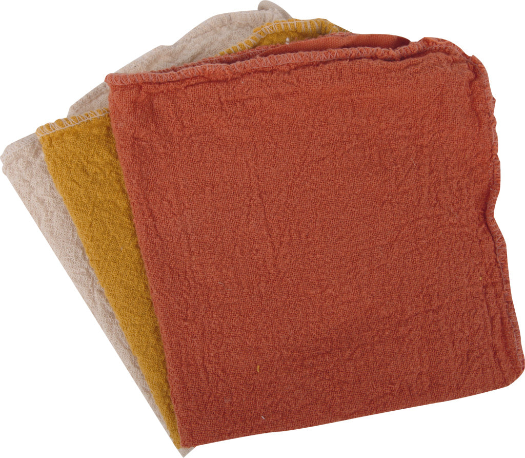 Multi-purpose cleaning cloths - Natural,Mustard Yellow & Brick