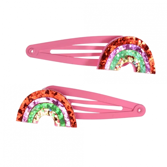 Glitter hair clips (set of 2) - Rainbow