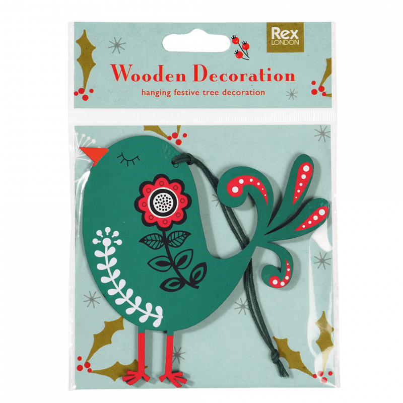 Wooden hanging Christmas decoration - Green bird
