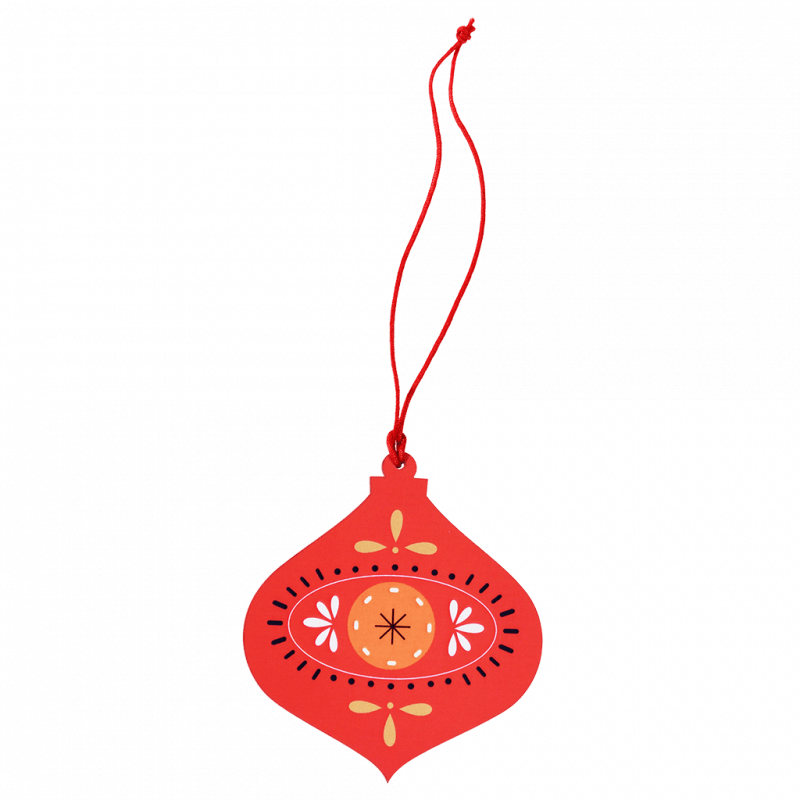 Wooden hanging Christmas decoration - Red bauble