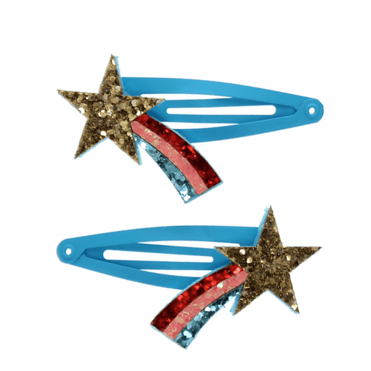 Glitter hair clips (set of 2) - Shooting Sta
