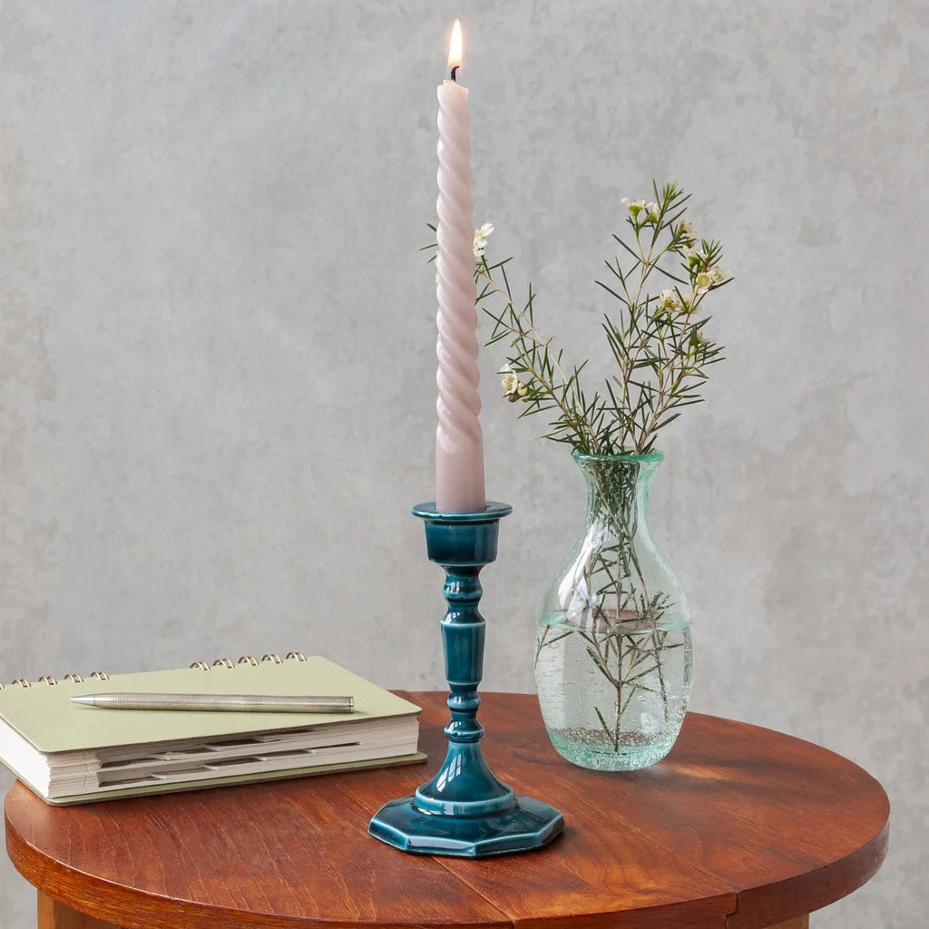 Enamel candlestick (medium) - Dark Teal