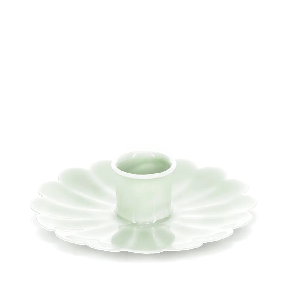 Enamel Flat Flower Candle Holder - Light Grey