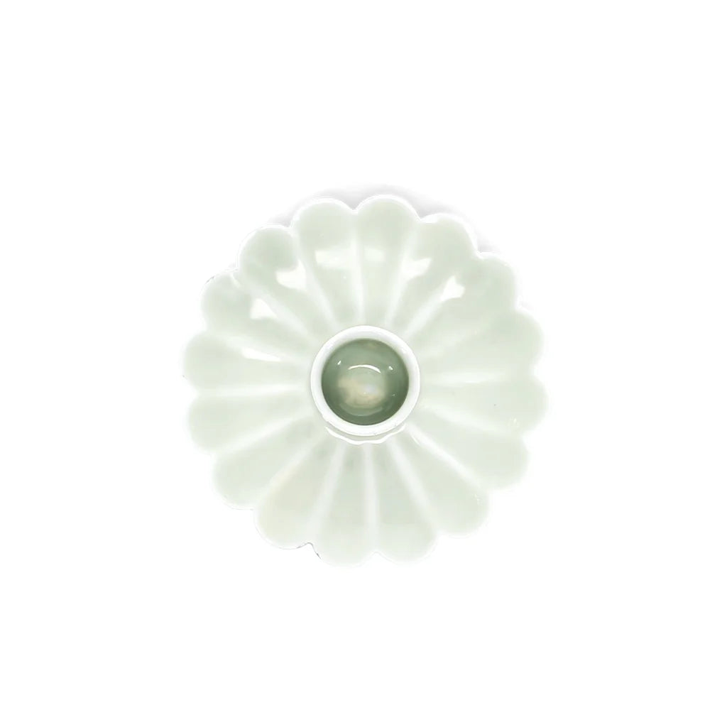 Enamel Flat Flower Candle Holder - Light Grey