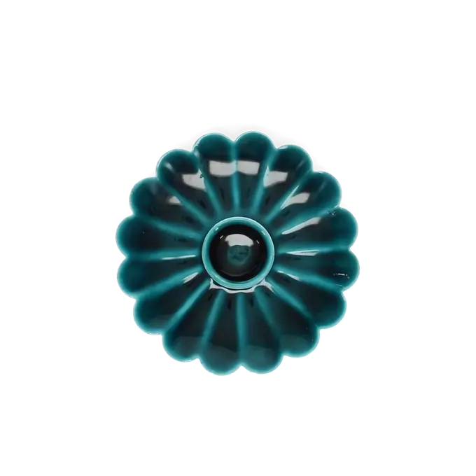 Enamel Flat Flower Candle Holder - Blue