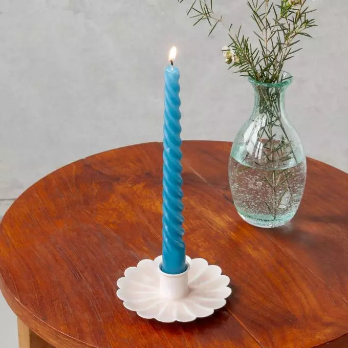 Enamel Flat Flower Candle Holder - Pink