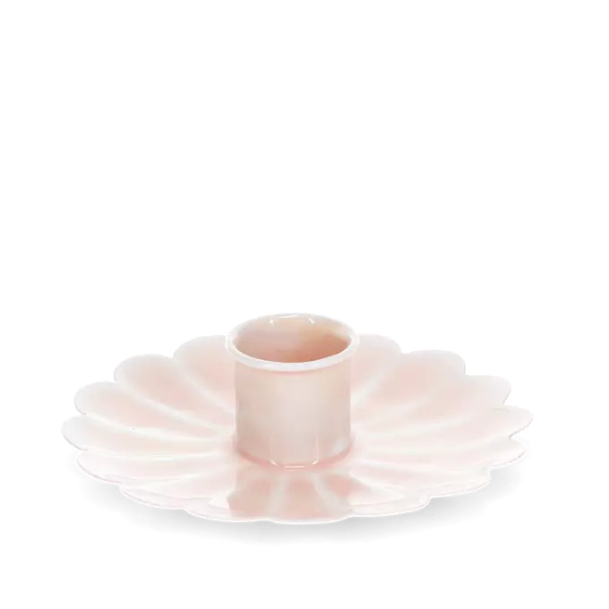 Enamel Flat Flower Candle Holder - Pink