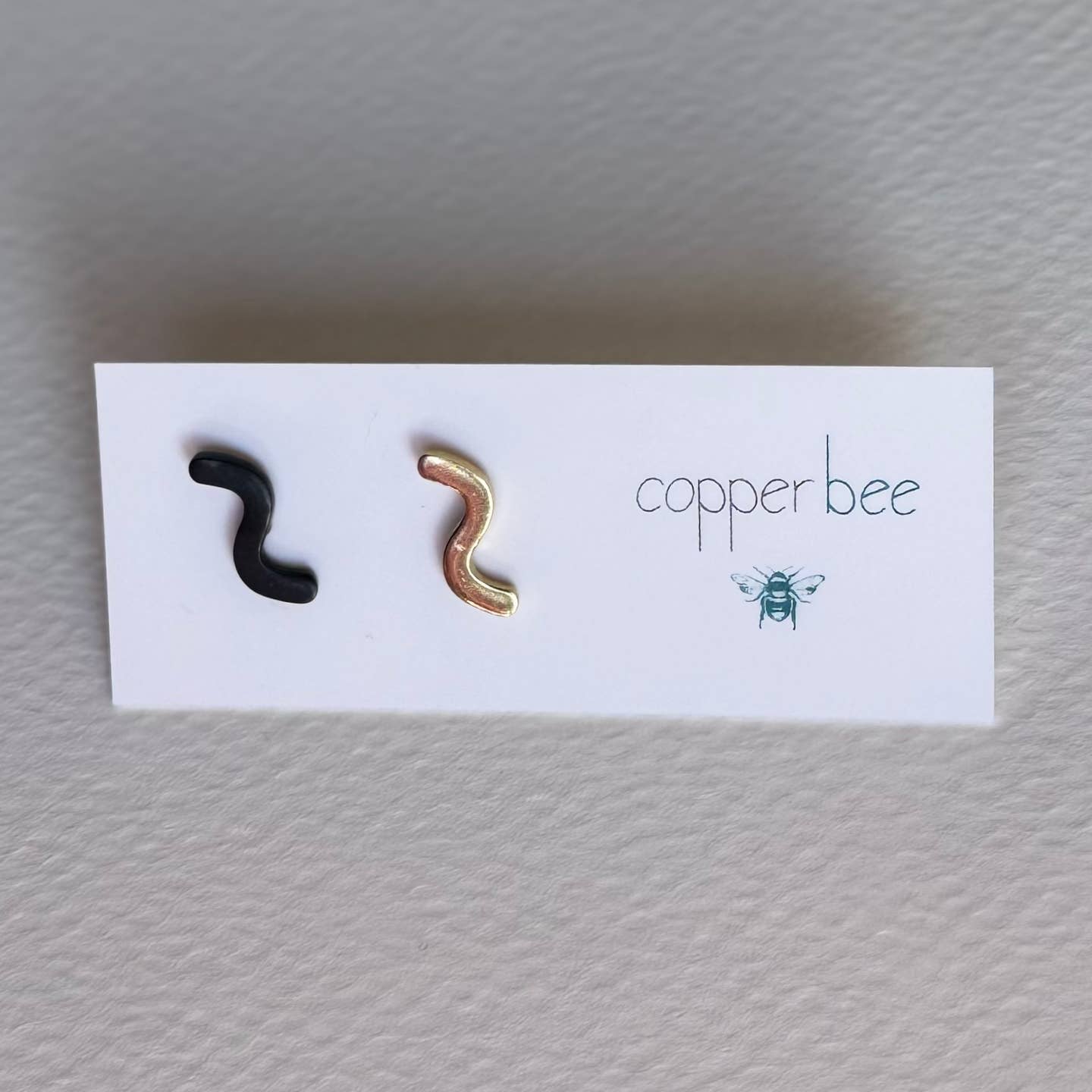 Black & Brass Mismatched Squiggle Studs