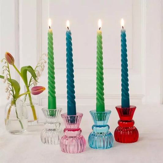 Twisted Candles - Green & Blue