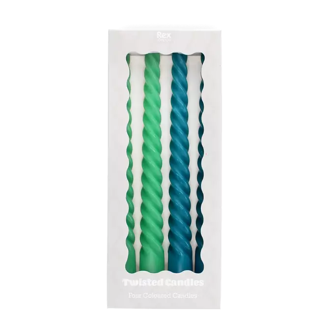 Twisted Candles - Green & Blue