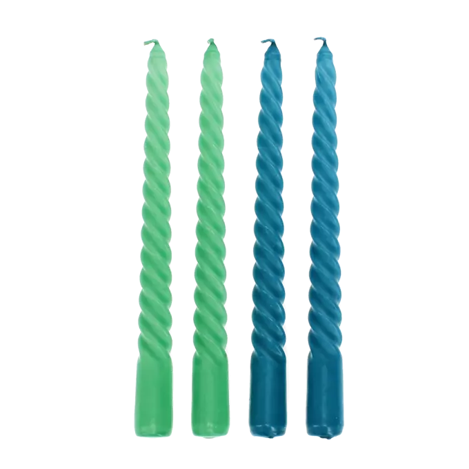 Twisted Candles - Green & Blue