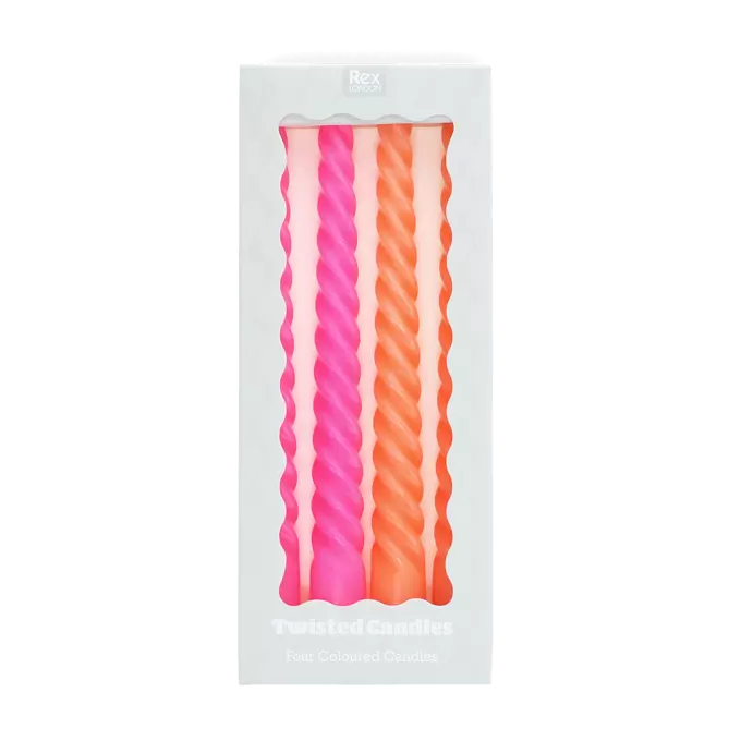 Twisted Candles - Pink & Orange