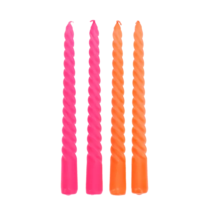 Twisted Candles - Pink & Orange