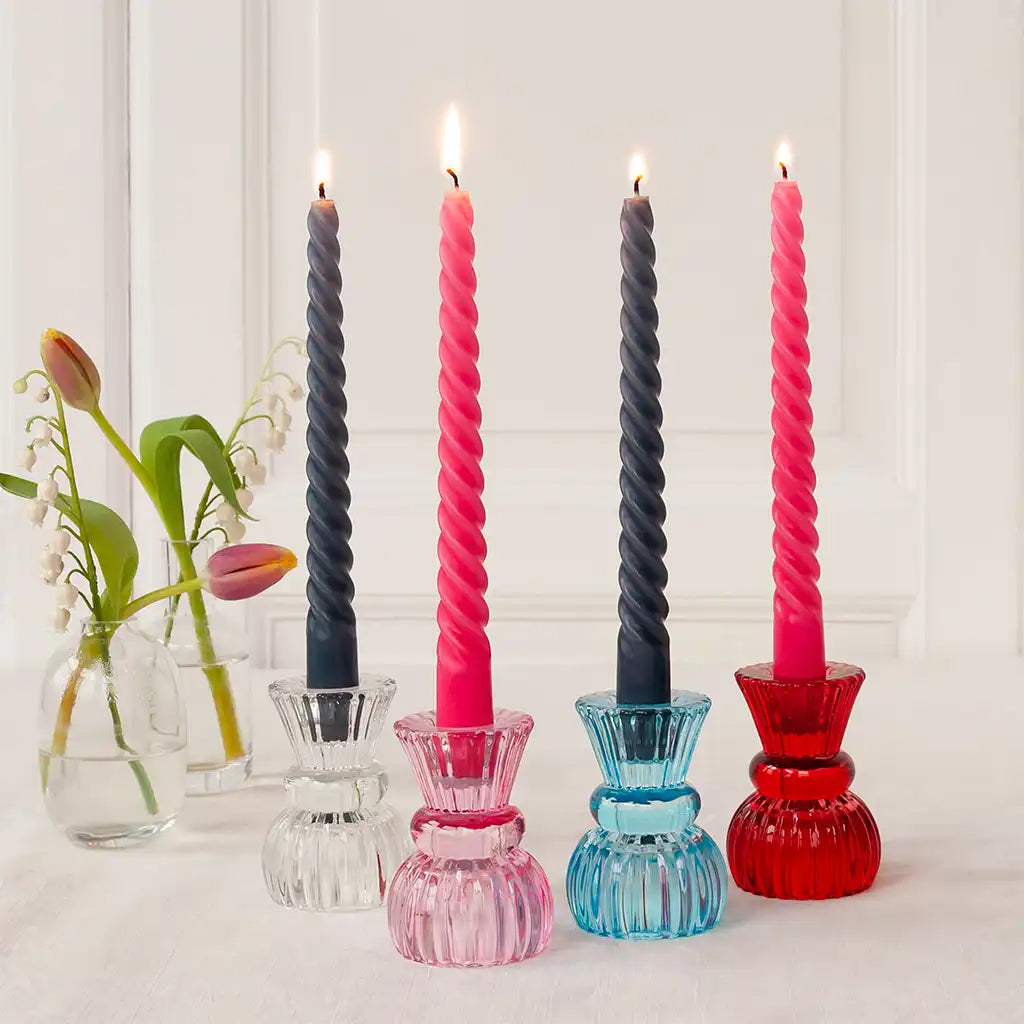 Twisted Candles - Dark Grey & Pink