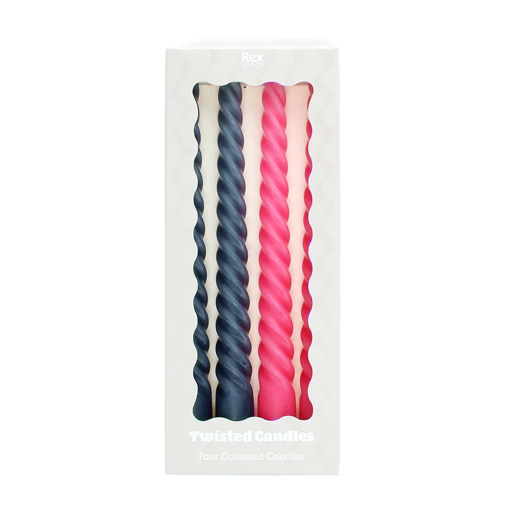 Twisted Candles - Dark Grey & Pink