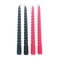 Twisted Candles - Dark Grey & Pink