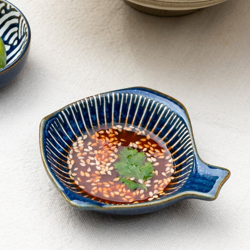 Fish-shaped ceramic dipping bowl