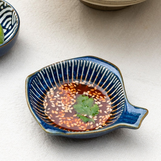 Fish-shaped ceramic dipping bowl