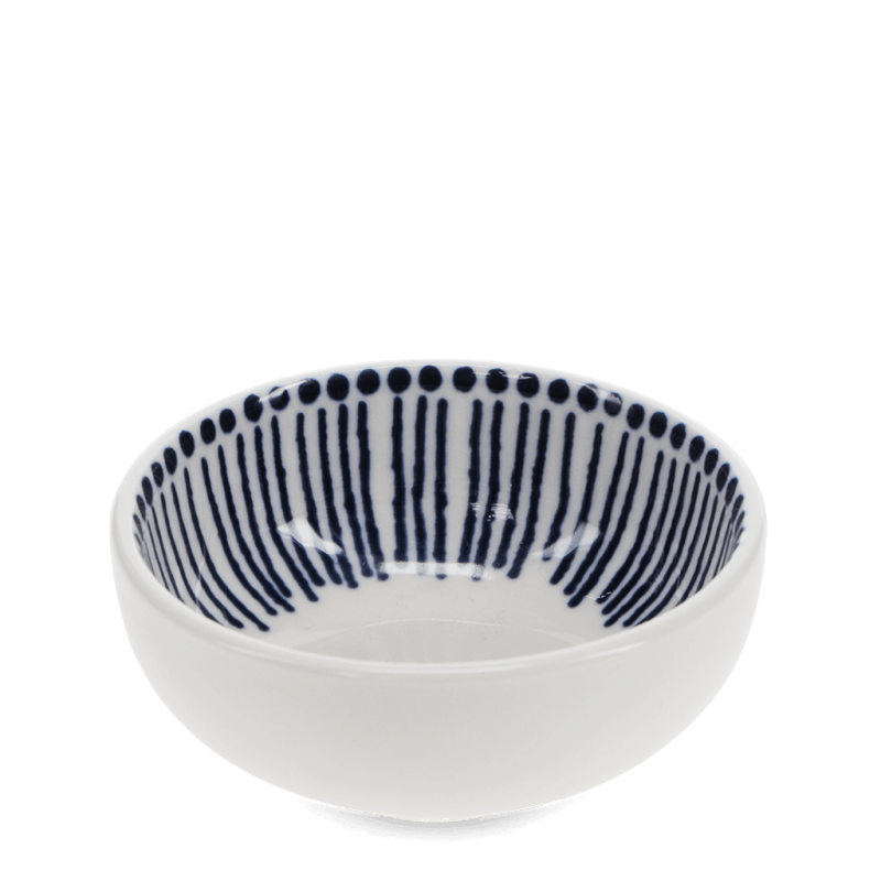 Round ceramic dipping bowl - Beaded lines
