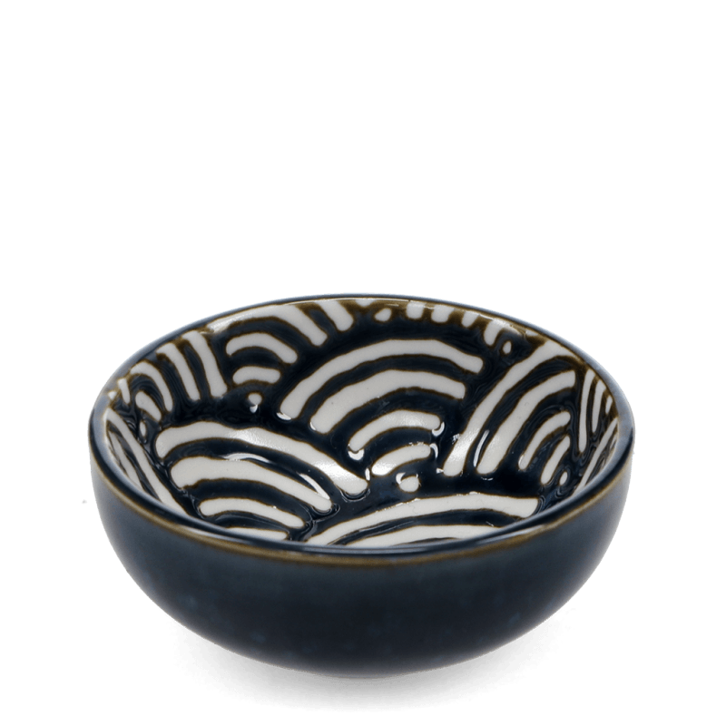 Round ceramic dipping bowl - Waves