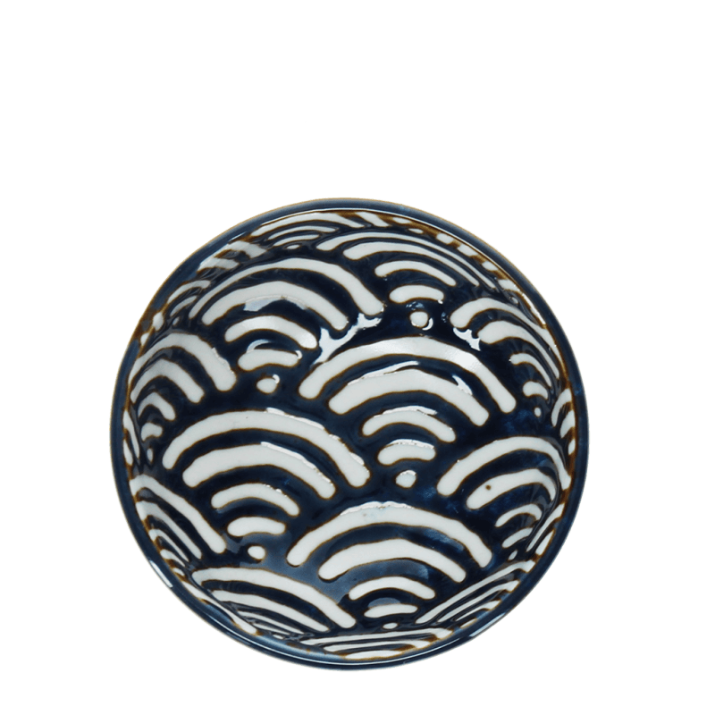 Round ceramic dipping bowl - Waves