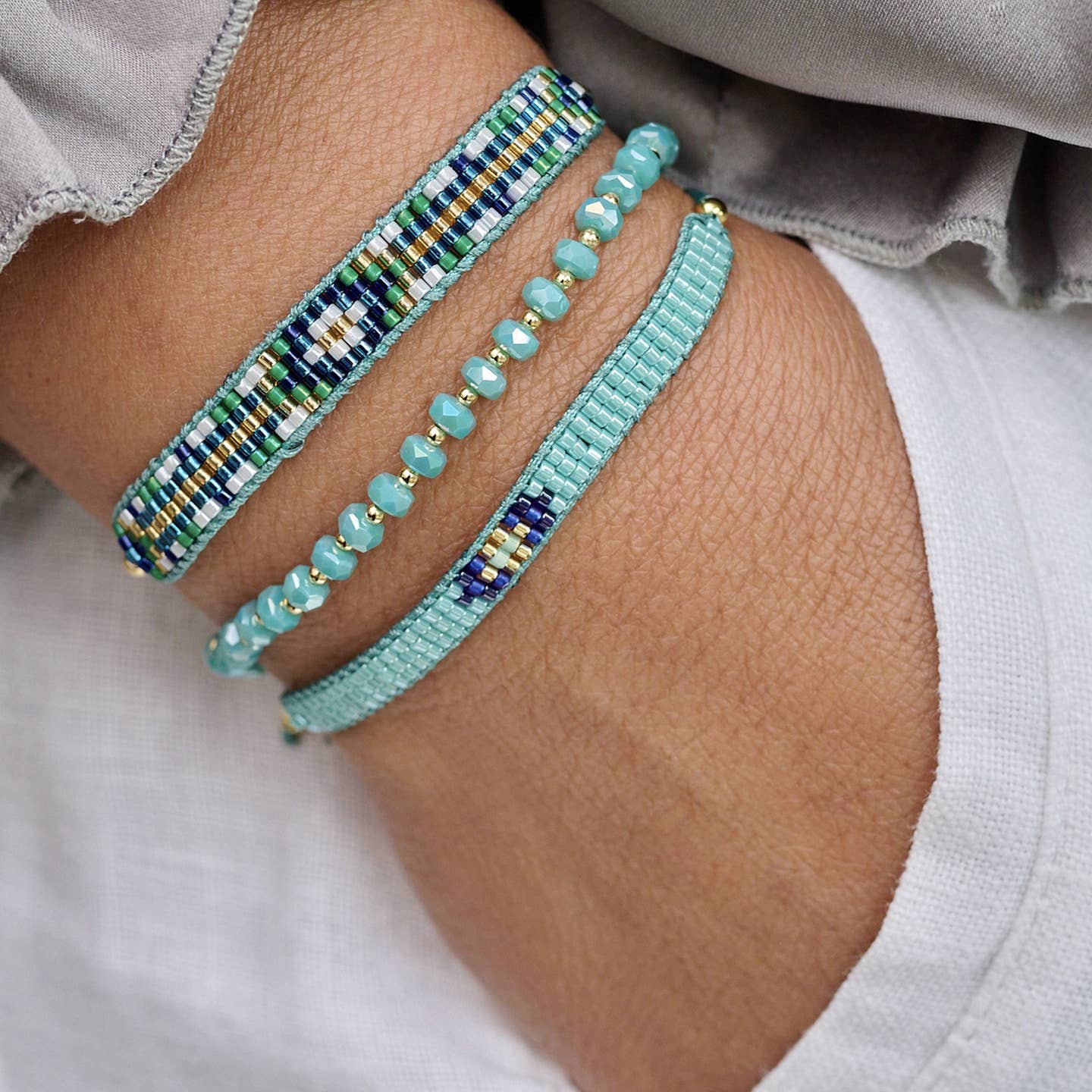 Fantasy Aqua Green Friendship Beaded Bracelet