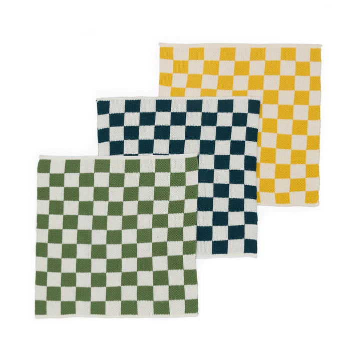 Pack of 3 Reusable Check Dishcloths - 4 designs
