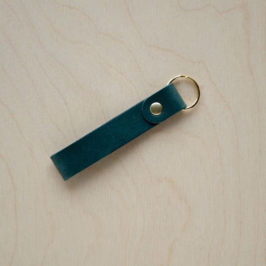 Leather Loop Key Ring - Forest Green
