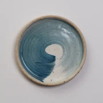 Ceramic Brush Stroke Trinket Plate - blue