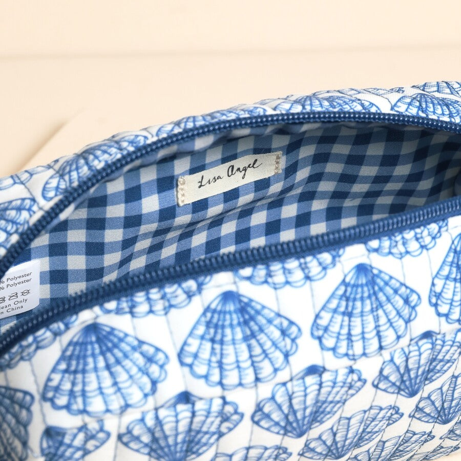 Navy Scallop Shell Makeup Bag