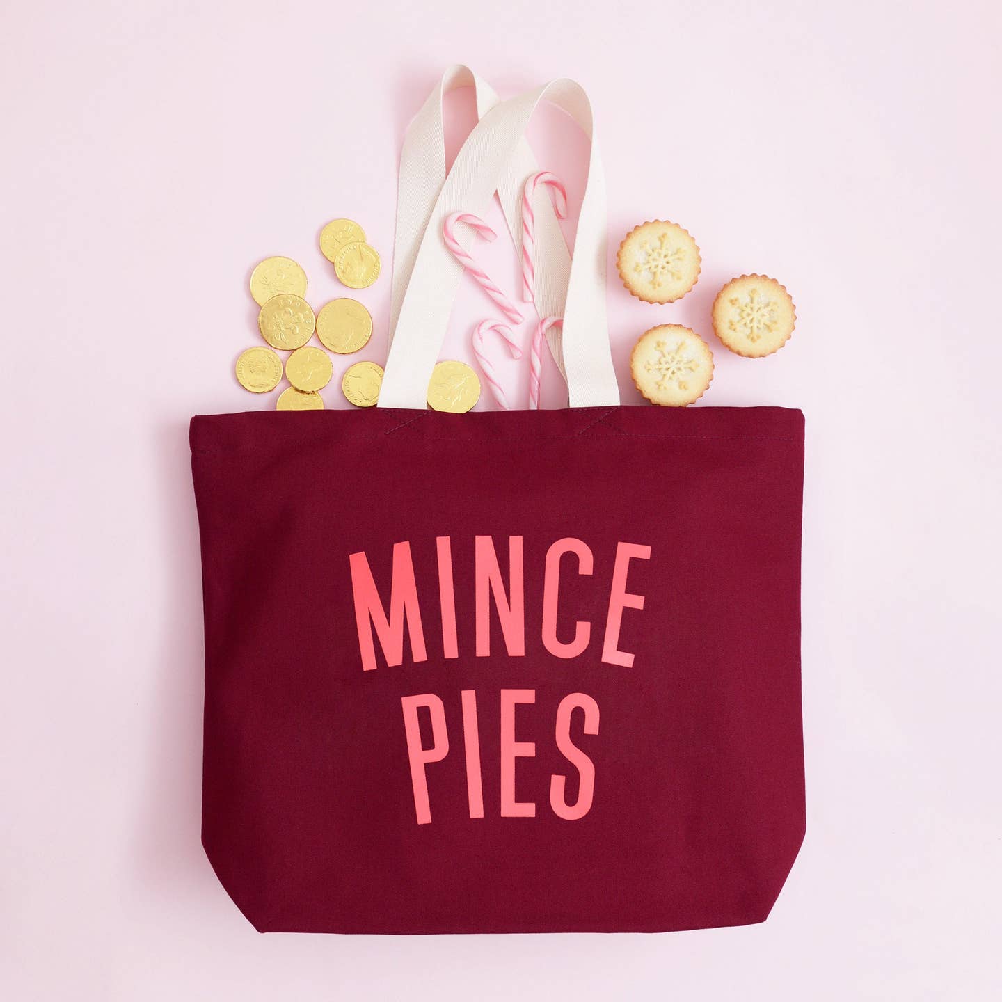 Mince Pies - Burgundy Tote Bag