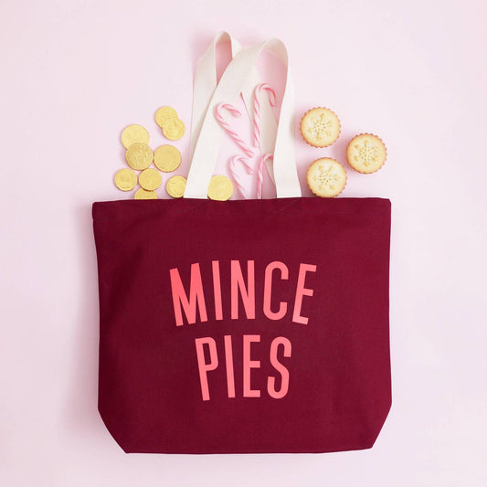 Mince Pies - Burgundy Tote Bag