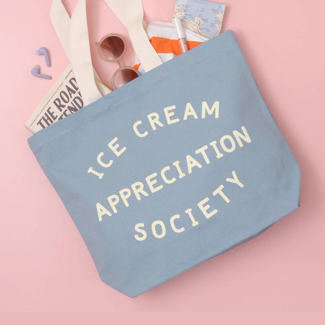 Ice Cream Appreciation Society Canvas Tote Bag - Light Blue