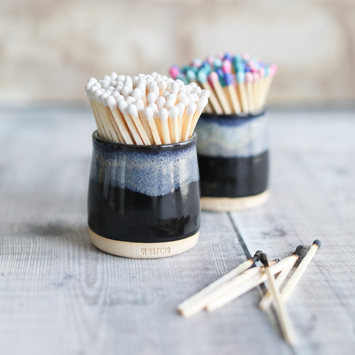Handmade Stormy Seas Black Match Pot