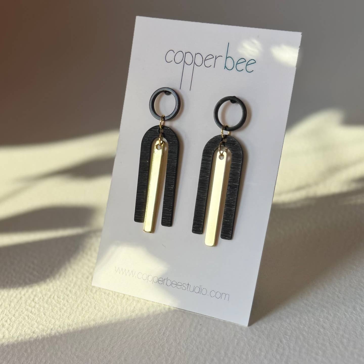 Black & Brass Arch Earrings