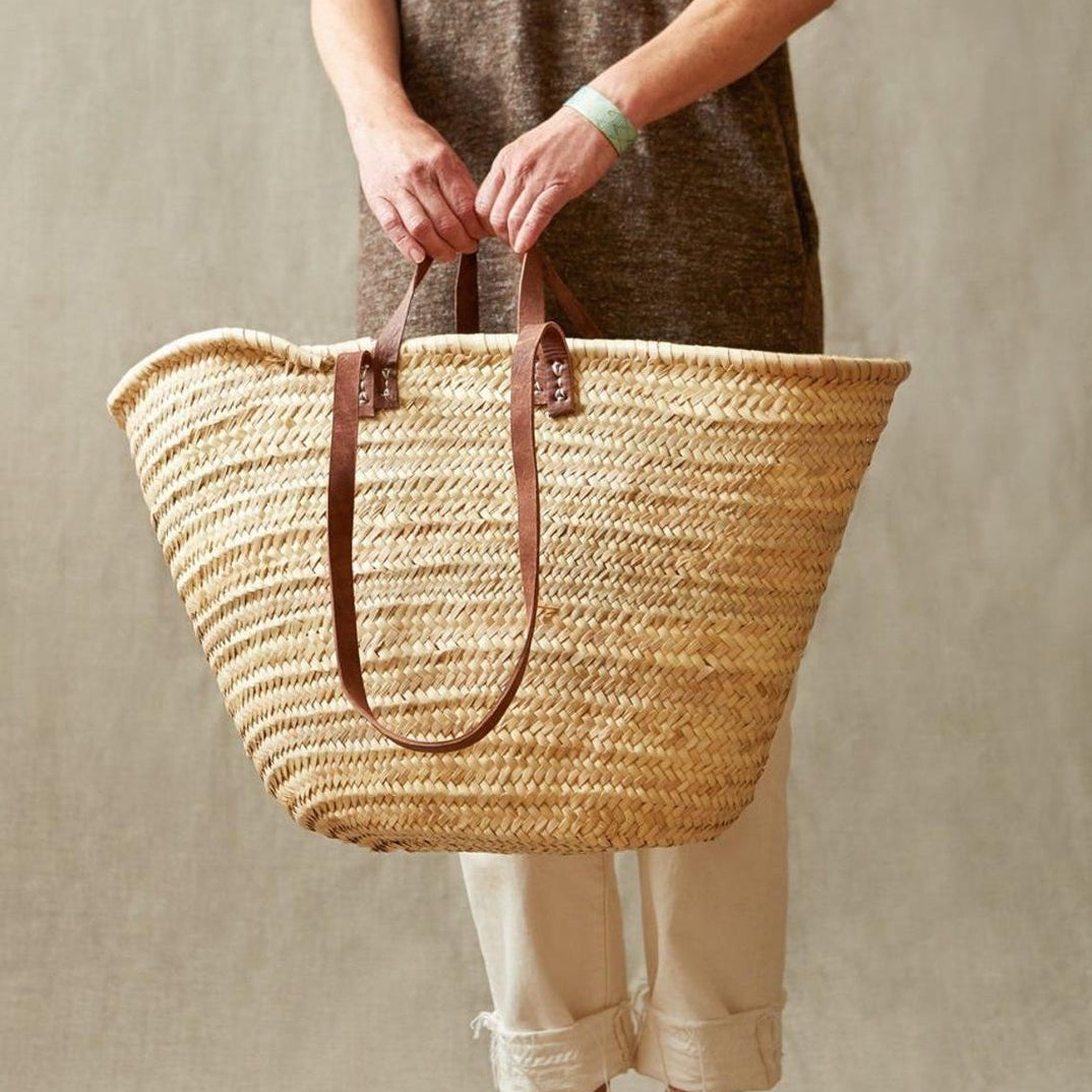 Straw Shopper tote with double handle