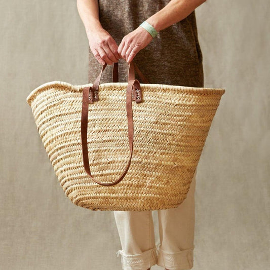 Straw Shopper tote with double handle