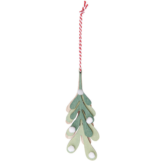Green Leaves with Pompoms Hanging Decoration
