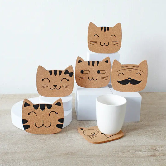 Cat Family Cork Coasters