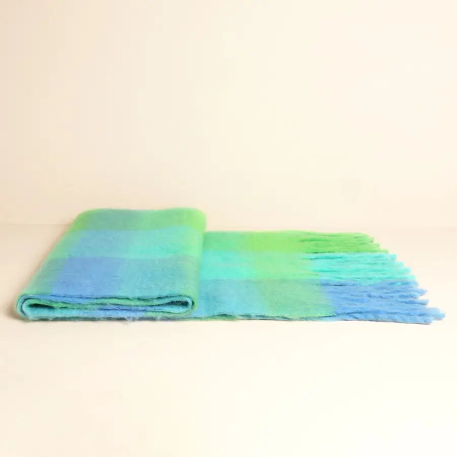 Green and Blue Checked Winter Scarf