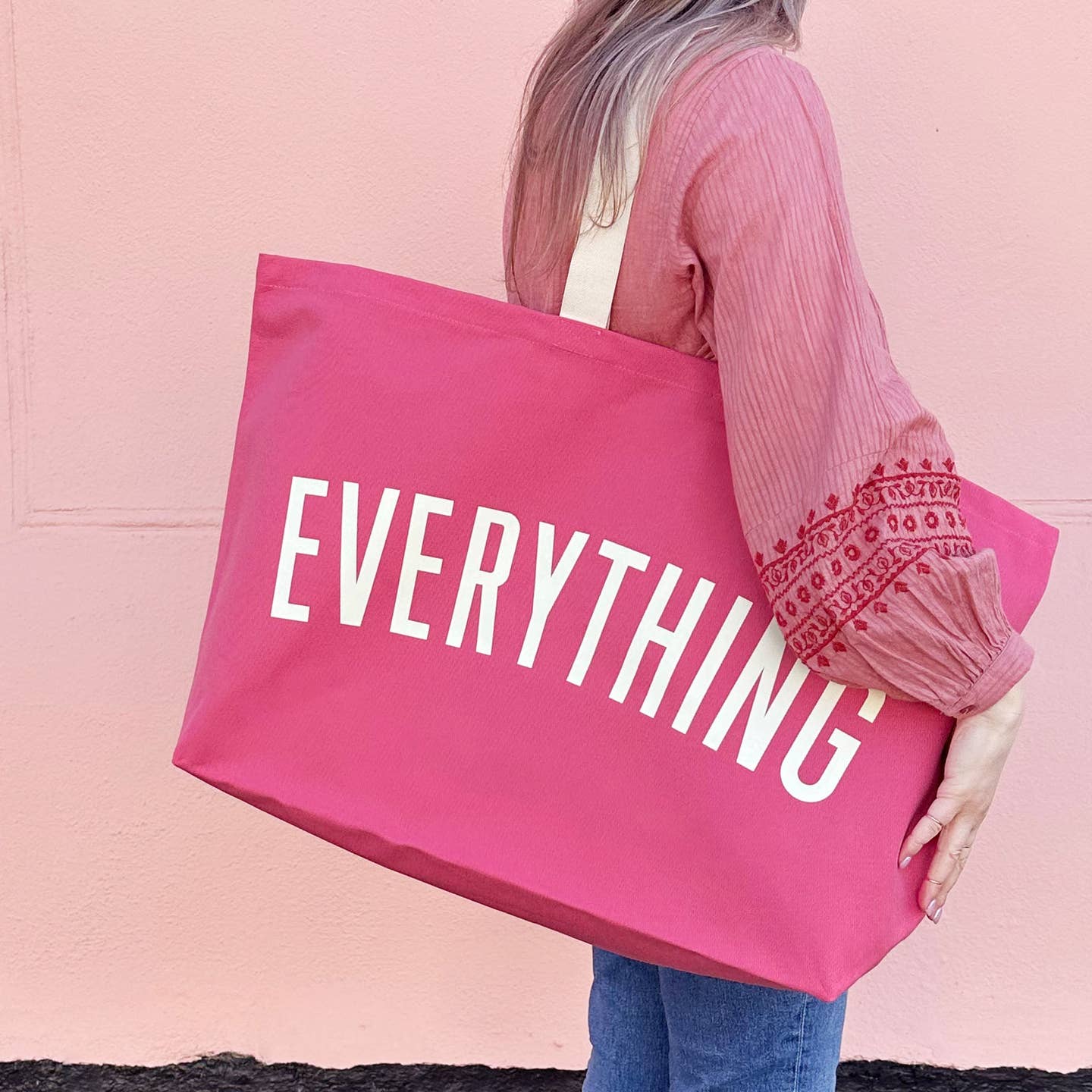 The Everything Really Big Canvas Tote - Bright Pink