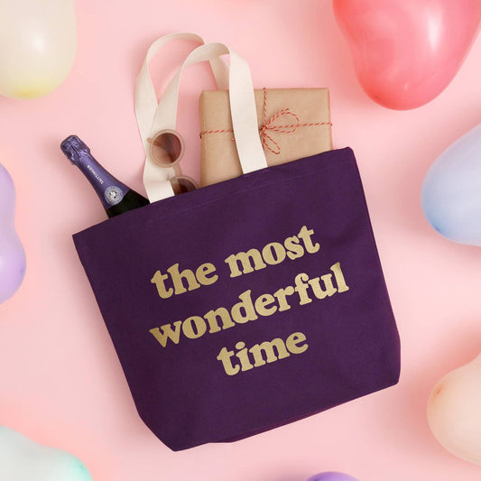 The Most Wonderful Time Canvas Tote Bag - Plum