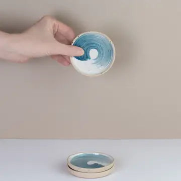 Ceramic Brush Stroke Trinket Plate - blue